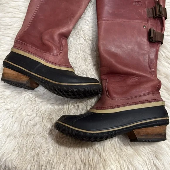 Sorel Slimpack Tall Equestrian Riding Boots Womens Sz 6 Leather Muck Rain Snow