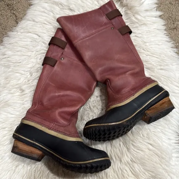 Sorel Slimpack Tall Equestrian Riding Boots Womens Sz 6 Leather Muck Rain Snow