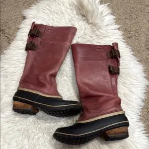 Sorel Slimpack Tall Equestrian Riding Boots Womens Sz 6 Leather Muck Rain Snow