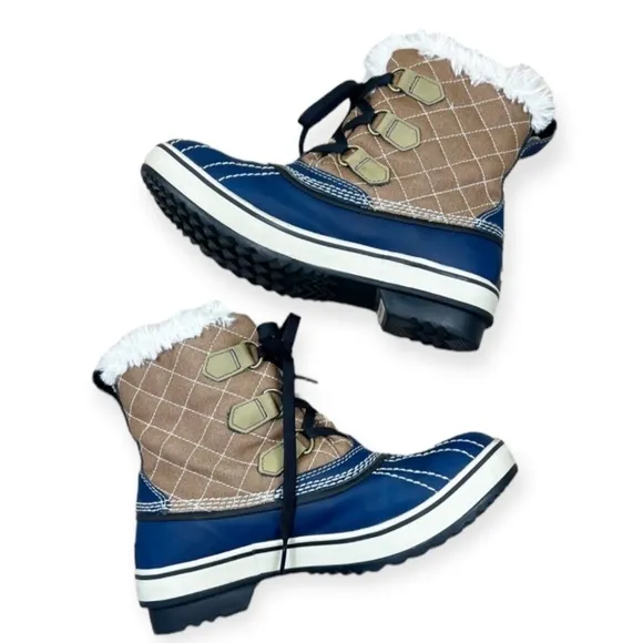 Sorel Tivoli Admiral Winter Waterproof Boots 7 Brown Navy