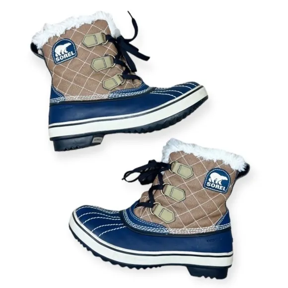 Sorel Tivoli Admiral Winter Waterproof Boots 7 Brown Navy