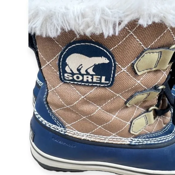 Sorel Tivoli Admiral Winter Waterproof Boots 7 Brown Navy