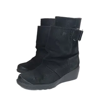 Sorel Toronto Wedge Boots Womens 8.5 Black Suede Waterproof Slouchy Mid-Calf