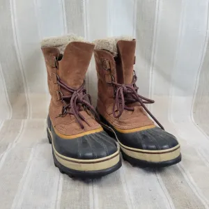 Sorel Waterproof Caribou Snow Boots Brown Black Size 9