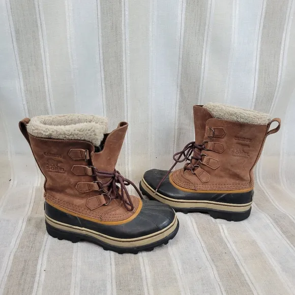 Sorel Waterproof Caribou Snow Boots Brown Black Size 9