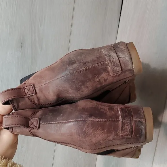 Sorel Women Lea Redwood Waterproof Ankle Wedge Boots shoes sz 10.5