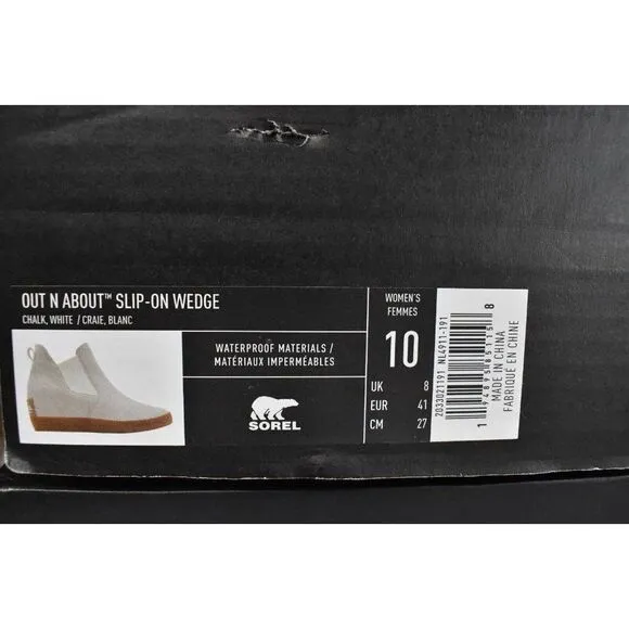 Sorel Women Size 10 Out N About Wedge II White Waterproof Slip-On Shoes Booties