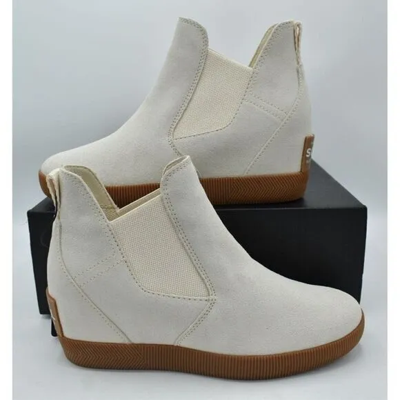 Sorel Women Size 9.5 Out N About Wedge II White Waterproof Slip-On Shoes Booties