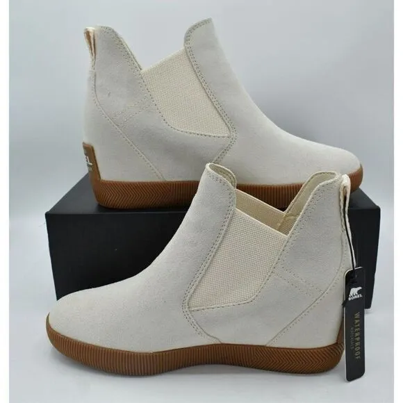 Sorel Women Size 9.5 Out N About Wedge II White Waterproof Slip-On Shoes Booties