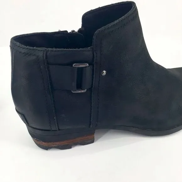 Sorel Womens Lolla NL2267-010 Black Leather Ankle Boots Size 11