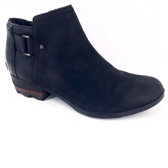 Sorel Womens Lolla NL2267-010 Black Leather Ankle Boots Size 11