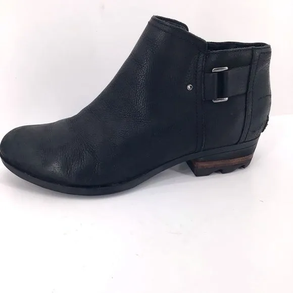 Sorel Womens Lolla NL2267-010 Black Leather Ankle Boots Size 11