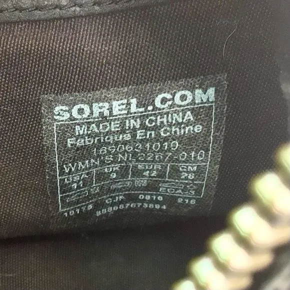 Sorel Womens Lolla NL2267-010 Black Leather Ankle Boots Size 11