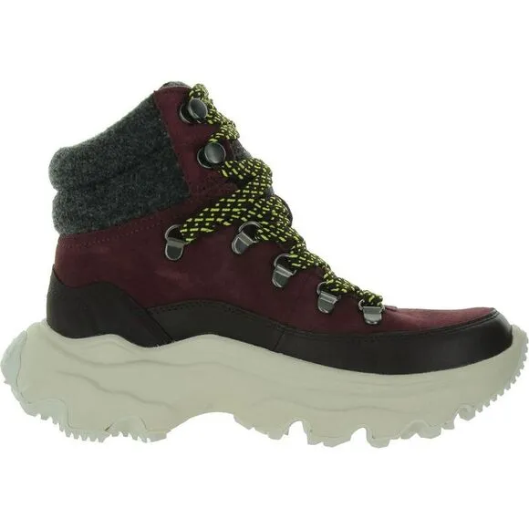 Sorel Womens Purple Leather Sneaker Faux Fur Hiking Boots Shoes New