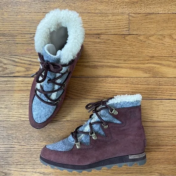 Sorel Womens Sneakchic Shearling Alpine Ankle Boots NL3287-908 Size 7