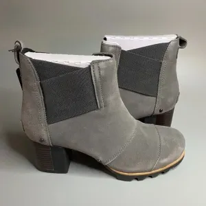 Sorel Addington Chelsea Ankle Boots Block Heel Quarry Suede 9.5