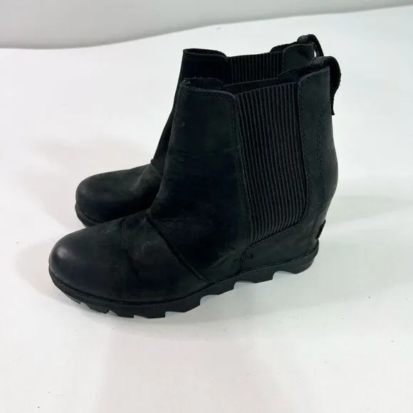 Sorel Boots Womens 7.5 Black Joan of Arctic Wedge II Chelsea