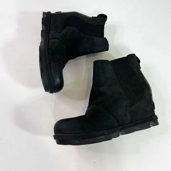Sorel Boots Womens 7.5 Black Joan of Arctic Wedge II Chelsea