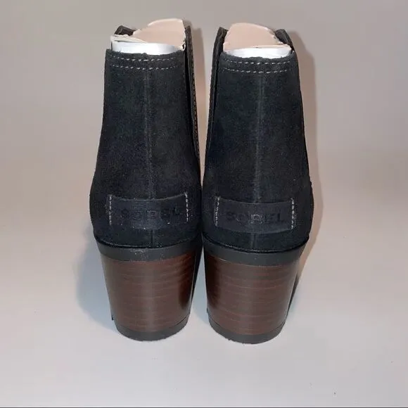 Sorel Cate Cut Out Ankle Boots Block Heel Black