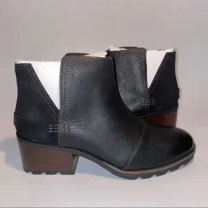 Sorel Cate Cut Out Ankle Boots Block Heel Black