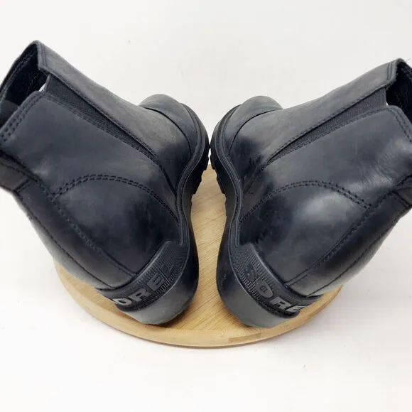 Sorel Evie II Boots Womens 9 Black Leather Hidden Wedge Heel Waterproof Shoes