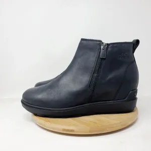 Sorel Evie II Boots Womens 9 Black Leather Hidden Wedge Heel Waterproof Shoes