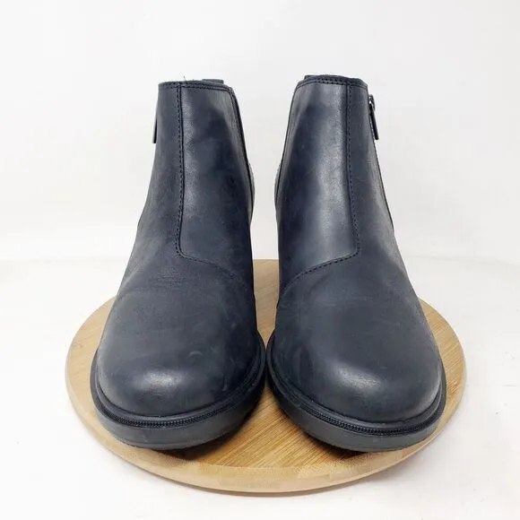 Sorel Evie II Boots Womens 9 Black Leather Hidden Wedge Heel Waterproof Shoes