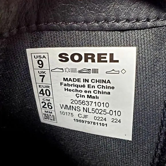 Sorel Evie II Boots Womens 9 Black Leather Hidden Wedge Heel Waterproof Shoes