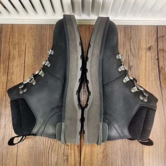Sorel Hi-Line Hiker Womens Sz 7 Black Leater Waterproof Hiking Boots NL4878-010