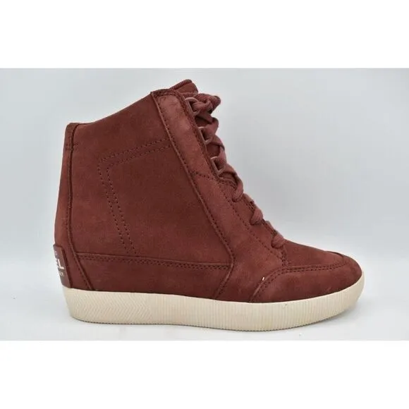 Sorel Womens Size 7.5 Out N About Spice Chalk Waterproof Suede Wedge Shoes