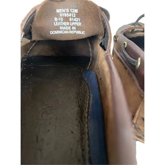 Sperry Mens Brown 2 Eye Rawhide Laces Leather Top Sider Boat Shoes Size 12M