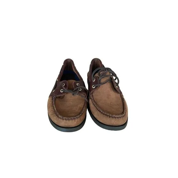 Sperry Mens Brown 2 Eye Rawhide Laces Leather Top Sider Boat Shoes Size 12M