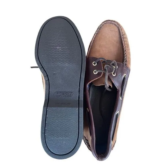 Sperry Mens Brown 2 Eye Rawhide Laces Leather Top Sider Boat Shoes Size 12M