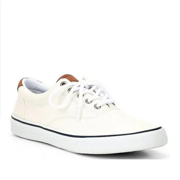 SPERRY Men's White Canvas Lace Up Sneaker Shoes 9 Wide