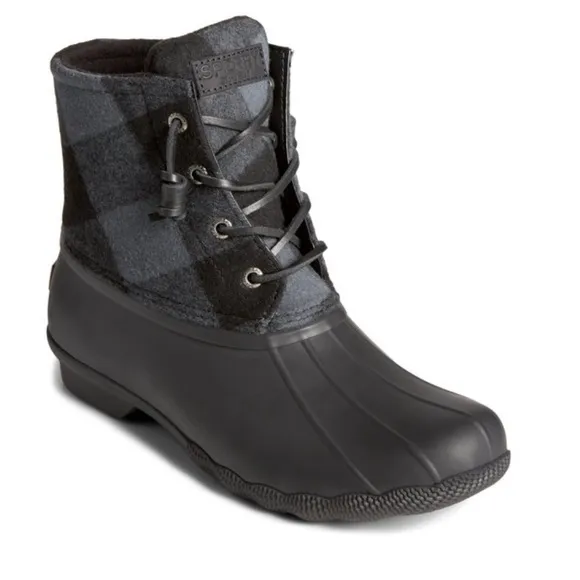 Sperry NWOB Saltwater Buffalo Check Duck BootWinter Duck Boots Lug Sole SIZE 6