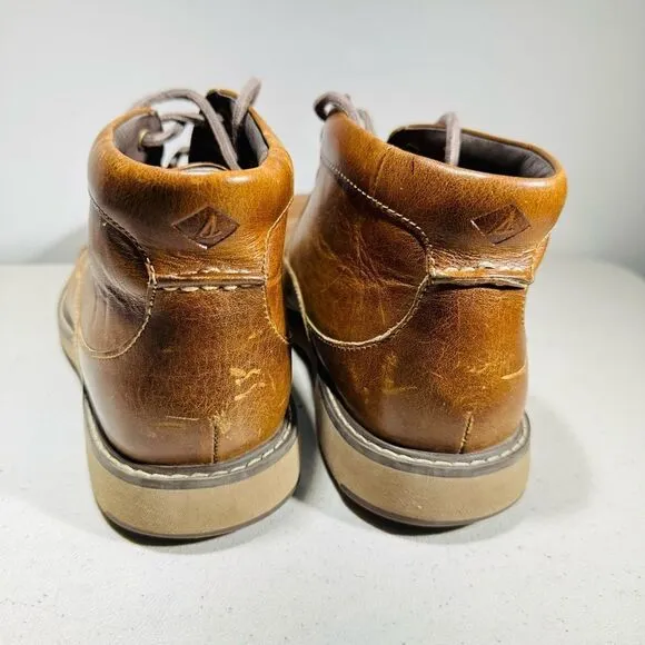 SPERRY TOP SIDER BROWN LEATHER LACE UP ANKLE BOOTS SIZE 8
