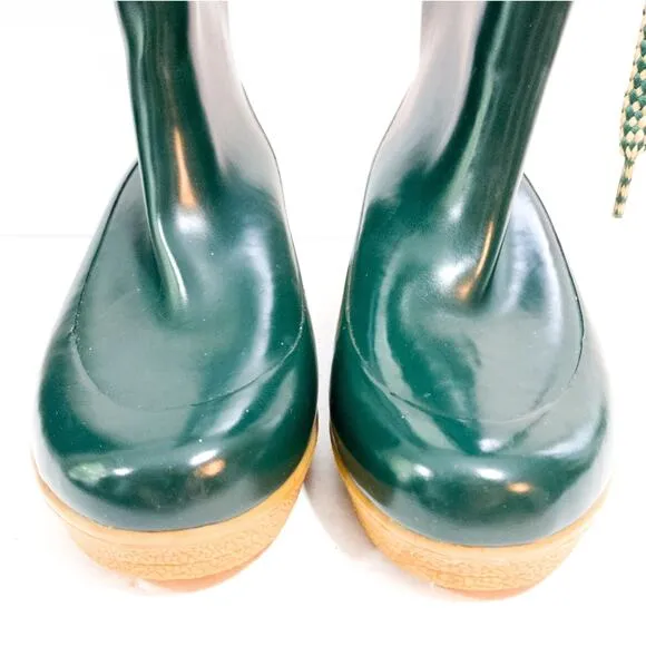 Sperry Top Sider hunter Green plarform wedge rain boots 10 worn once