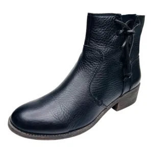Sperry Top Sider Juniper Glyn Black Leather Side Lace Ankle Moto Boots Booties