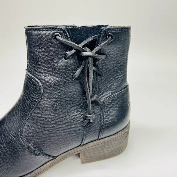 Sperry Top Sider Juniper Glyn Black Leather Side Lace Ankle Moto Boots Booties