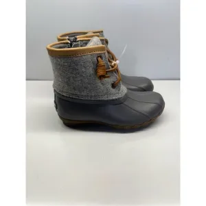 Sperry Top Sider Saltwater Kids Size 10M Duck Rain Boots Wool Gray STL163900