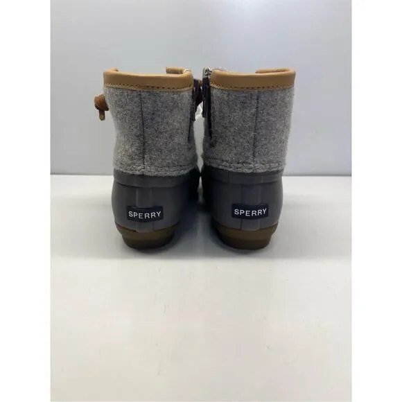 Sperry Top Sider Saltwater Kids Size 10M Duck Rain Boots Wool Gray STL163900
