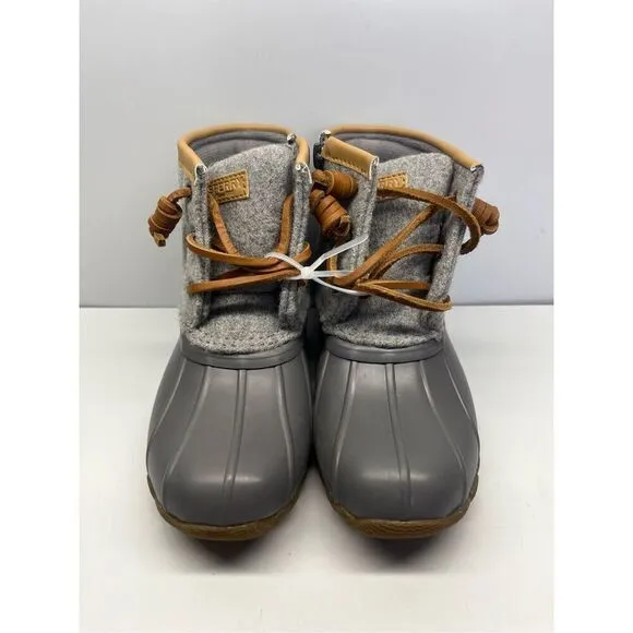 Sperry Top Sider Saltwater Kids Size 10M Duck Rain Boots Wool Gray STL163900
