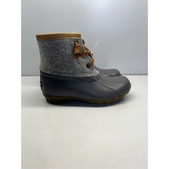 Sperry Top Sider Saltwater Kids Size 10M Duck Rain Boots Wool Gray STL163900
