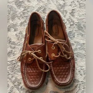 Sperry Women’s Brown Woven Leather Boat Shoes