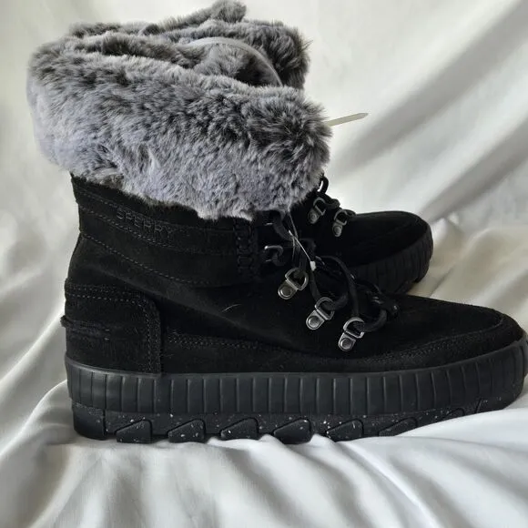 Sperry Womens Torrent Lace Up Size 8.5 Black Waterproof Winter Boots Insulated