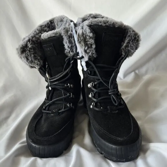 Sperry Womens Torrent Lace Up Size 8.5 Black Waterproof Winter Boots Insulated