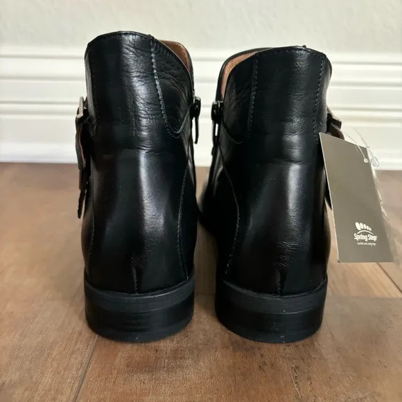 Spring Step Women Size 37 (US 6.5) Pristina Black Leather Buckle Ankle Boots