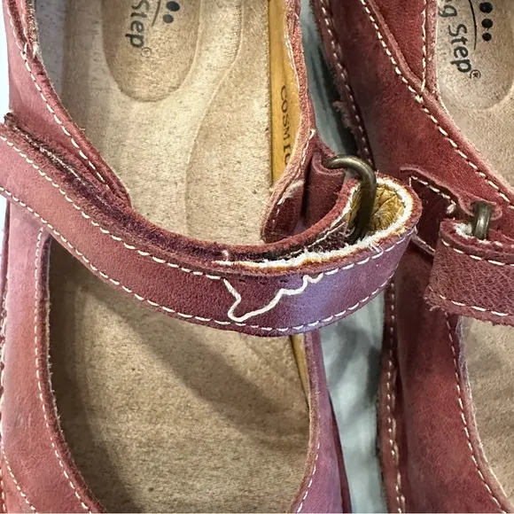 Spring Step Women’s Cosmic-Red Leather Adjustable Strap Shoes Size 38 (7/8) GUC