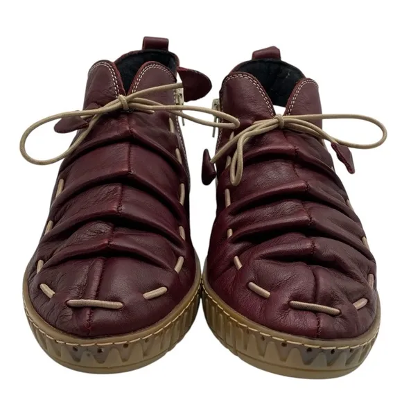 Spring Step Womens Shoes Nespea Boots Sz 8.5 Red Leather Lace Up Ankle Comfort