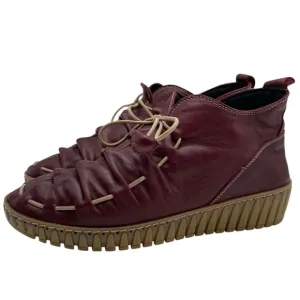 Spring Step Womens Shoes Nespea Boots Sz 8.5 Red Leather Lace Up Ankle Comfort
